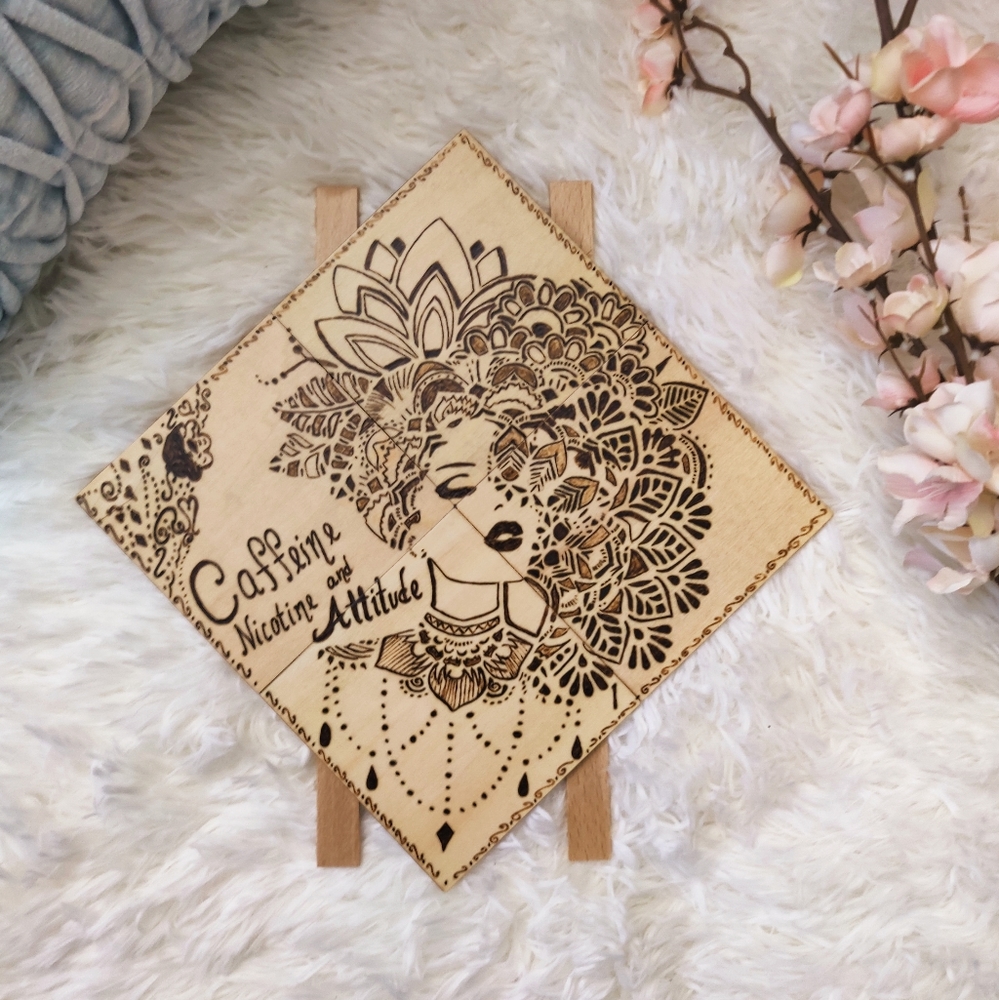 Homemade wood burned wall decor